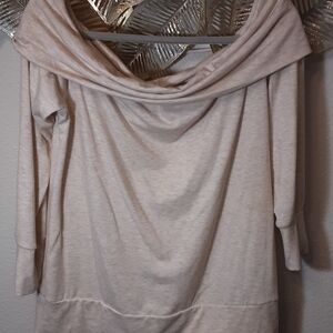 LC Lauren Conrad Cream Off-Shoulder Sweater